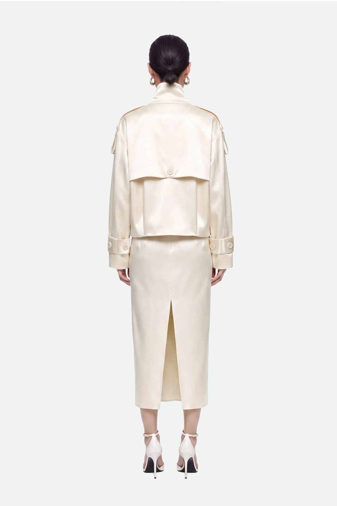 Nocturne Off-White Women Pleat Detail Pencil Skirt SKU: N27KN4283_0014 Image 02