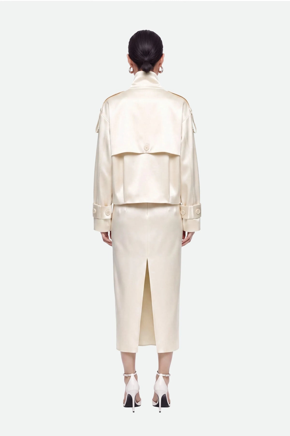 Nocturne Off-White Women Pleat Detail Pencil Skirt SKU: N27KN4283_0014 Image 02