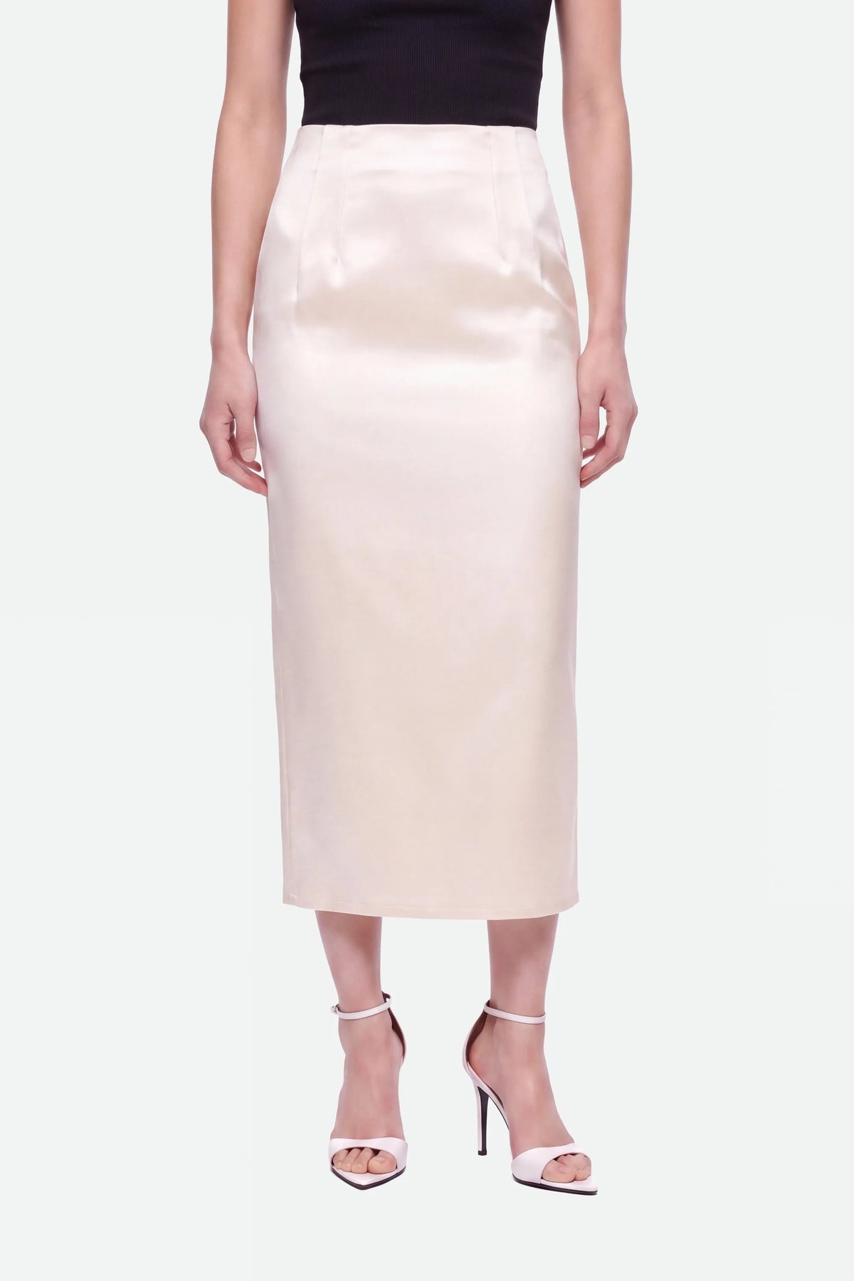 Nocturne Off-White Women Pleat Detail Pencil Skirt SKU: N27KN4283_0014 Image 03