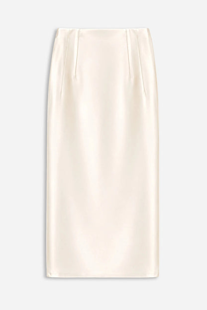 Nocturne Off-White Women Pleat Detail Pencil Skirt SKU: N27KN4283_0014 Image 05