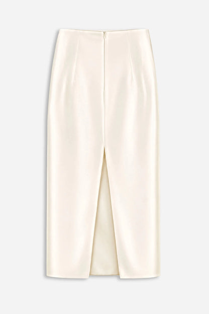 Nocturne Off-White Women Pleat Detail Pencil Skirt SKU: N27KN4283_0014 Image 06