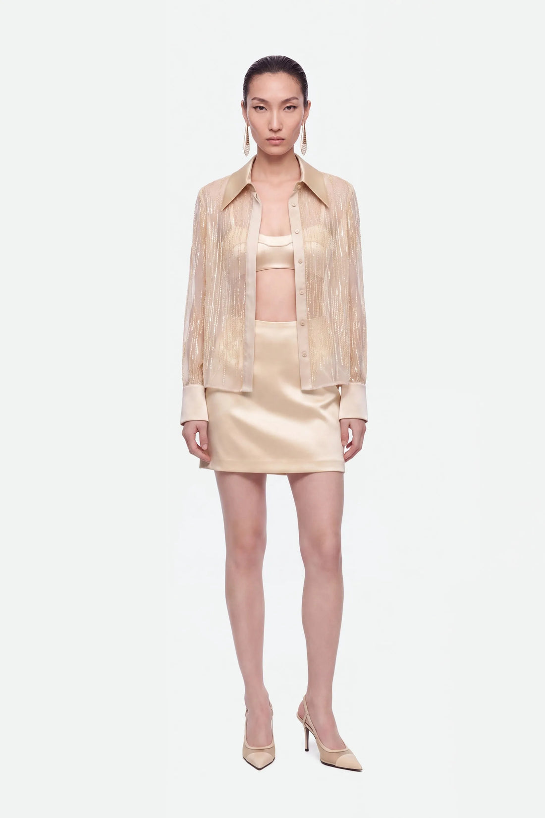 Nocturne Gold Coloured Women A-Line Mini Skirt SKU: N27KN4297_0028 Image 01