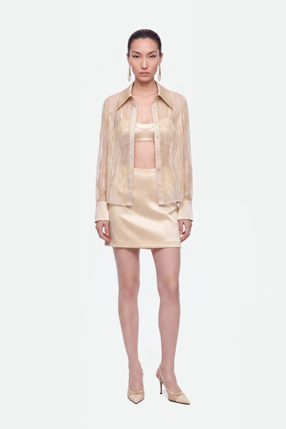Nocturne Gold Coloured Women A-Line Mini Skirt SKU: N27KN4297_0028 Image 01