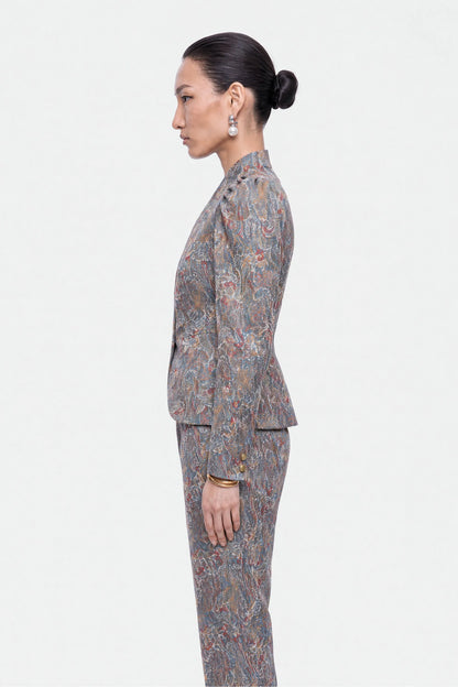 Nocturne Multi-Coloured Women Jacquard Stand Collar Jacket SKU: N27KN5383_0007 Image 02