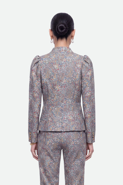 Nocturne Multi-Coloured Women Jacquard Stand Collar Jacket SKU: N27KN5383_0007 Image 03