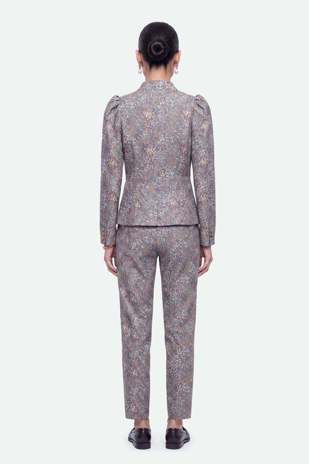 Nocturne Multi-Coloured Women Jacquard Stand Collar Jacket SKU: N27KN5383_0007 Image 04
