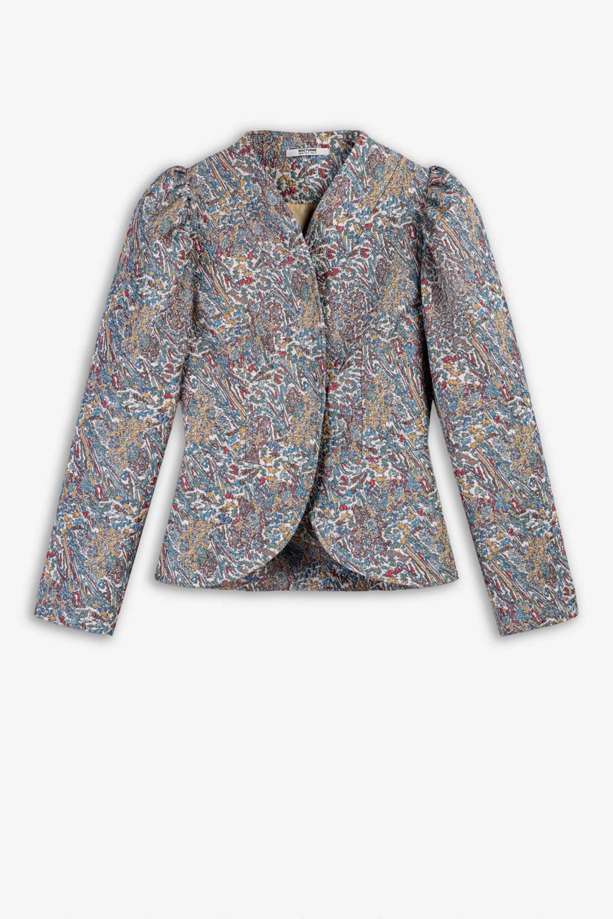 Nocturne Multi-Coloured Women Jacquard Stand Collar Jacket SKU: N27KN5383_0007 Image 05