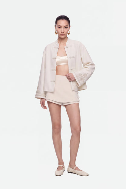 Nocturne Off-White Women Embroidery Detail Oversized Jacket SKU: N27KN5384_0014 Image 01