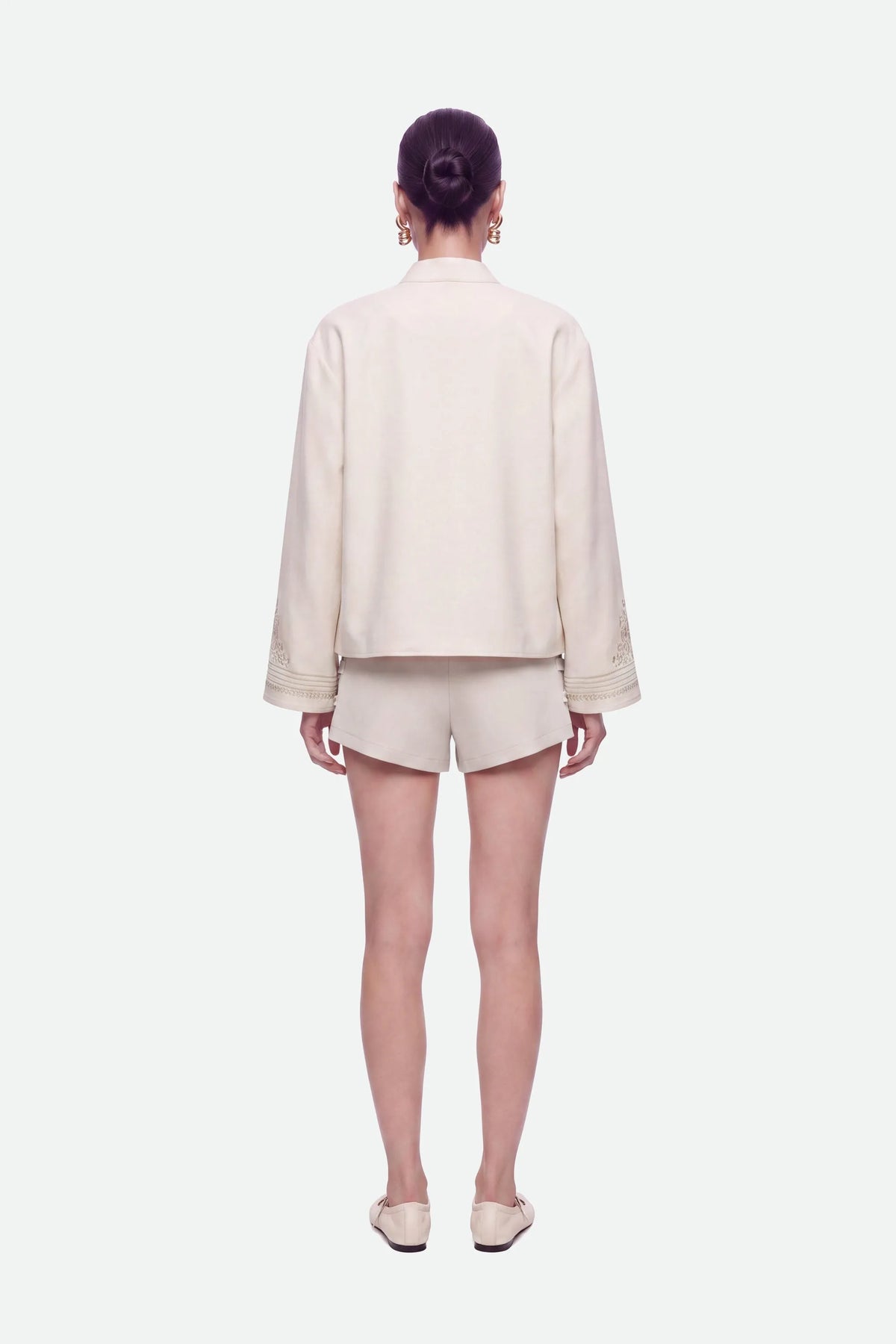 Nocturne Off-White Women Embroidery Detail Oversized Jacket SKU: N27KN5384_0014 Image 02