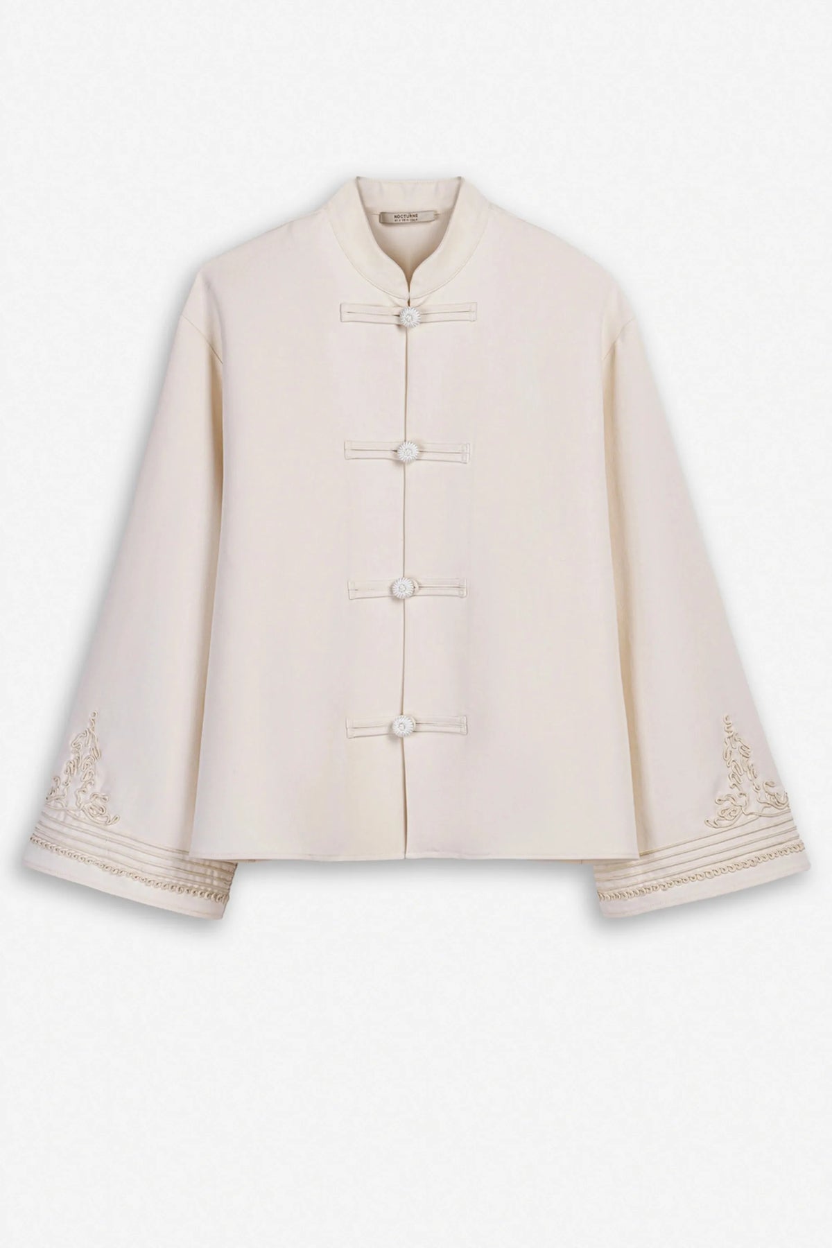 Nocturne Off-White Women Embroidery Detail Oversized Jacket SKU: N27KN5384_0014 Image 06