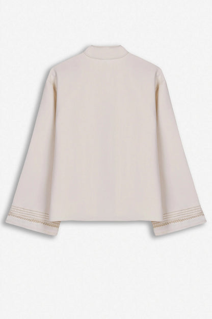 Nocturne Off-White Women Embroidery Detail Oversized Jacket SKU: N27KN5384_0014 Image 07