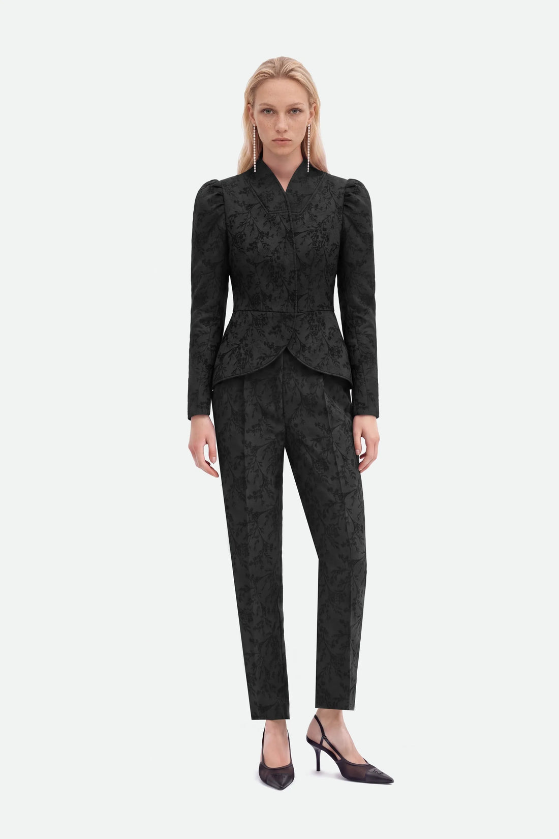 Nocturne Black Women Jacquard Balloon Sleeve Wrap Jacket SKU: N27KN5394_0002 Image 01