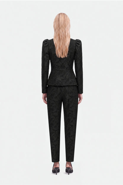 Nocturne Black Women Jacquard Balloon Sleeve Wrap Jacket SKU: N27KN5394_0002 Image 04