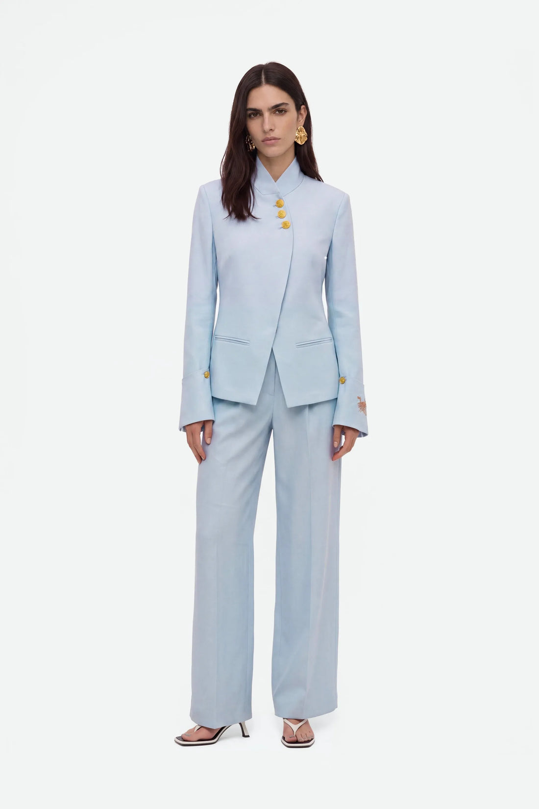 Nocturne Blue Women Embroidery Detail Stand Collar Jacket SKU: N27KN5399_0011 Image 01
