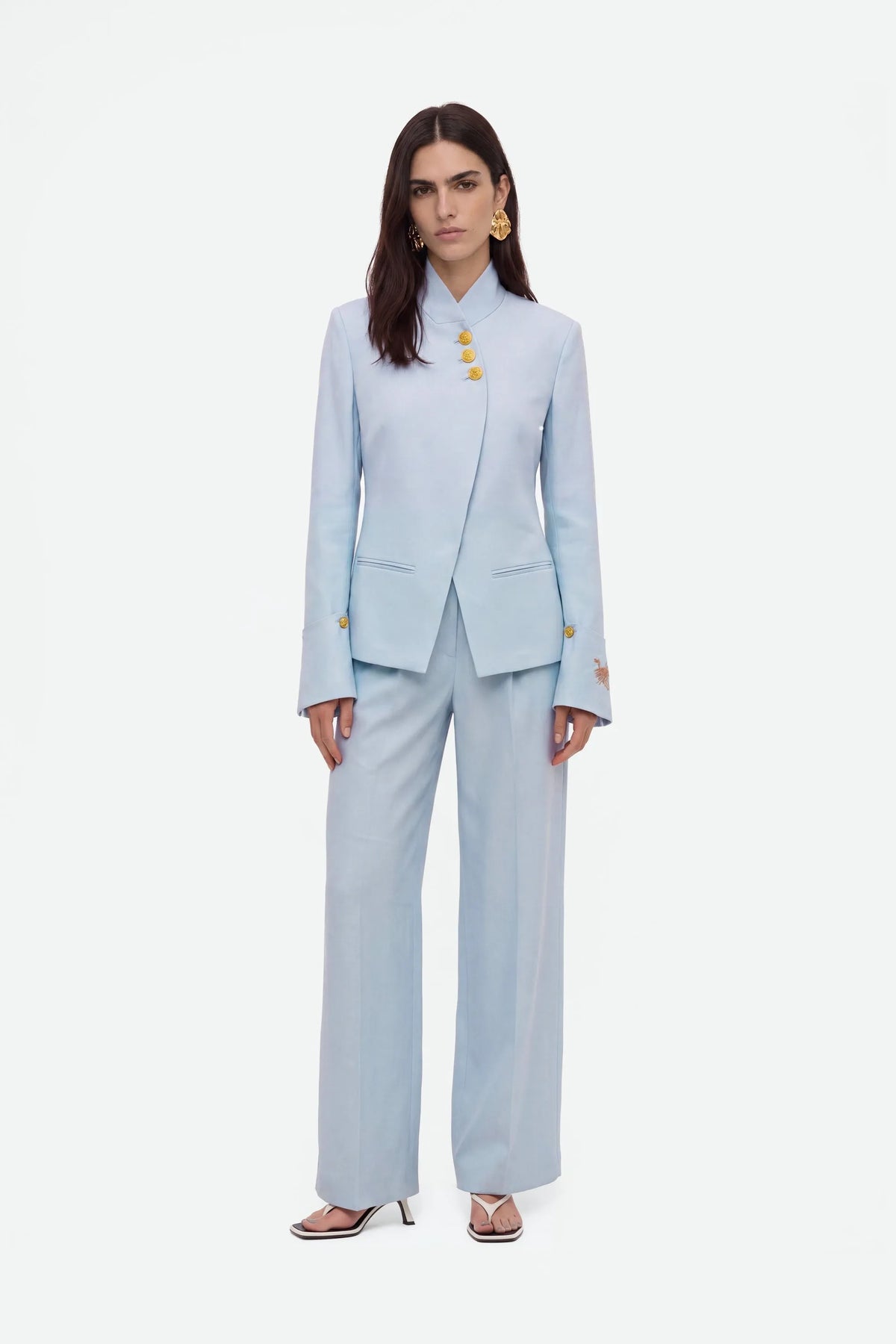 Nocturne Blue Women Embroidery Detail Stand Collar Jacket SKU: N27KN5399_0011 Image 01