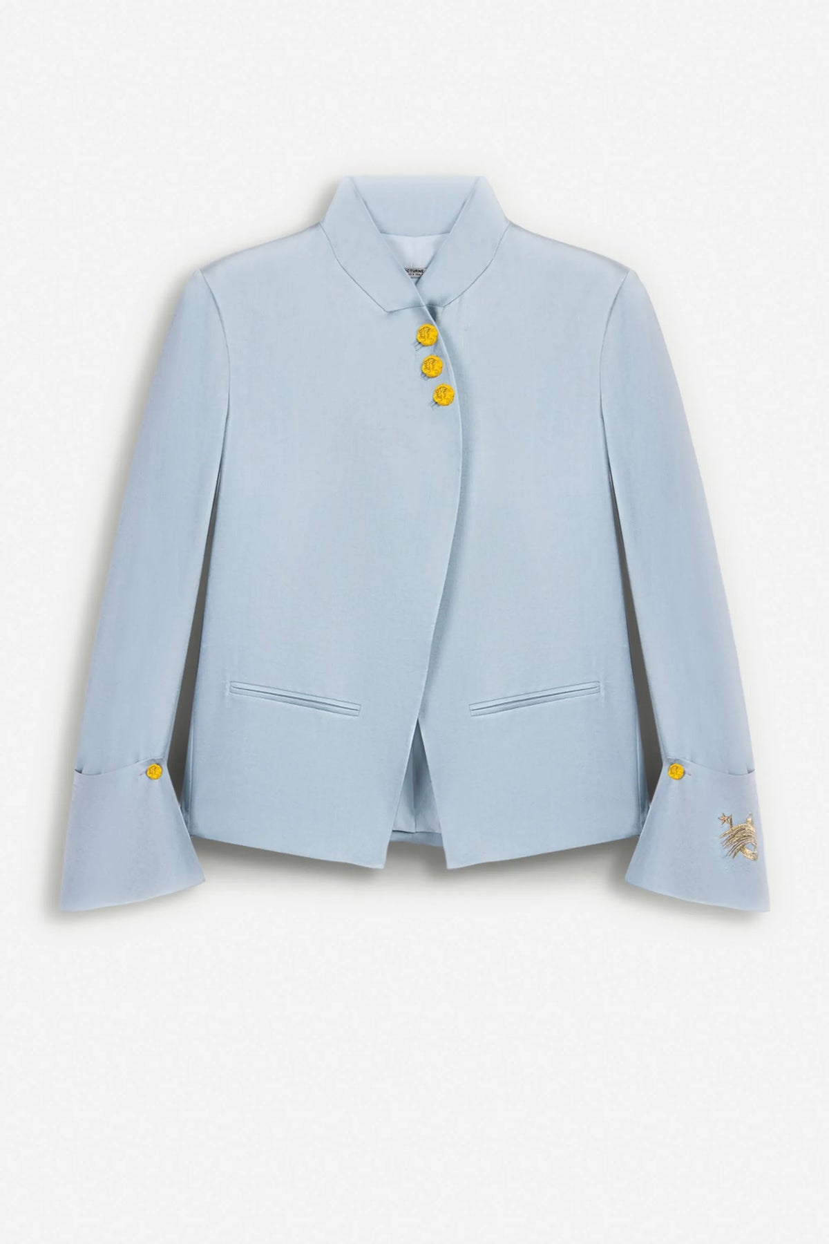 Nocturne Blue Women Embroidery Detail Stand Collar Jacket SKU: N27KN5399_0011 Image 05