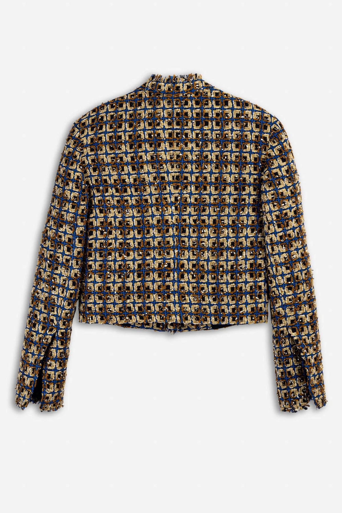 Nocturne Gold Coloured Women Cropped Tweed Jacket SKU: N27KN5406_0028 Image 06