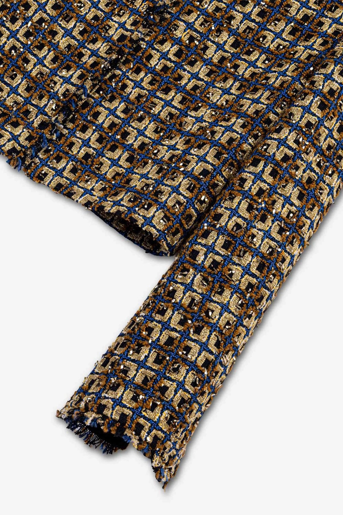 Nocturne Gold Coloured Women Cropped Tweed Jacket SKU: N27KN5406_0028 Image 07