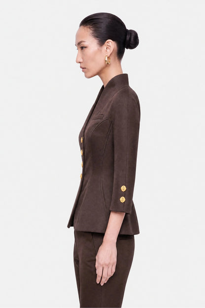 Nocturne Brown Women Boned Stand Collar Jacket SKU: N27KN5410_0025 Image 02