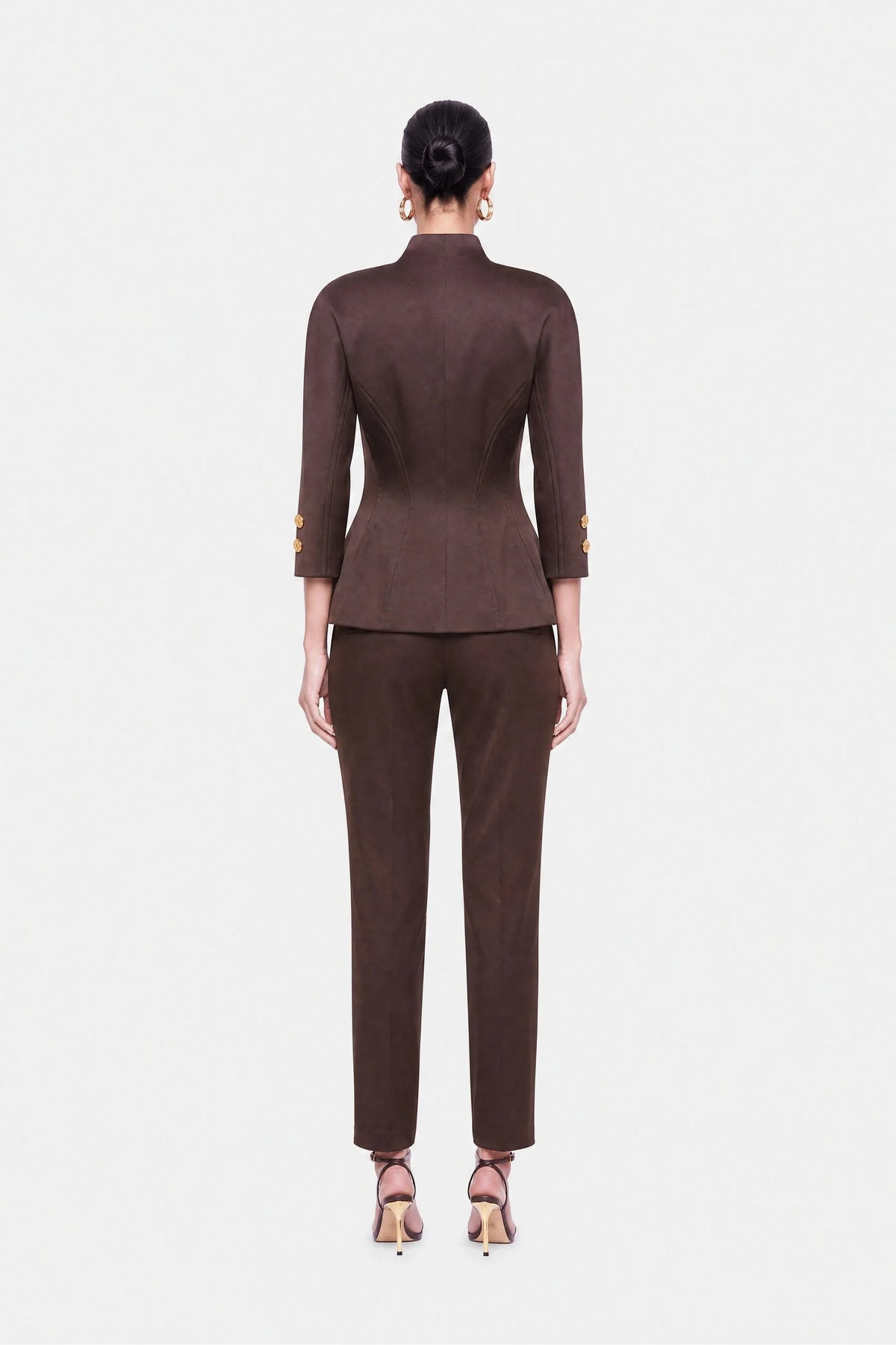 Nocturne Brown Women Boned Stand Collar Jacket SKU: N27KN5410_0025 Image 04