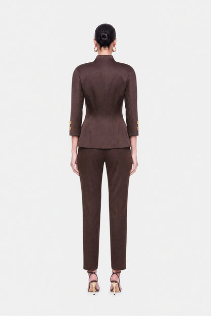 Nocturne Brown Women Boned Stand Collar Jacket SKU: N27KN5410_0025 Image 04
