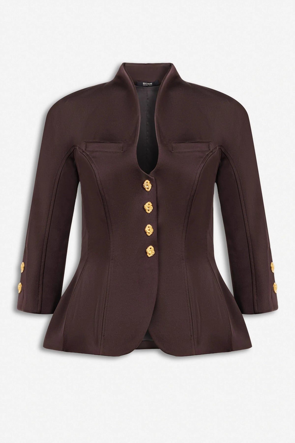 Nocturne Brown Women Boned Stand Collar Jacket SKU: N27KN5410_0025 Image 05