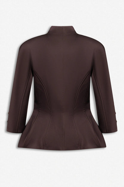 Nocturne Brown Women Boned Stand Collar Jacket SKU: N27KN5410_0025 Image 06