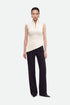 Nocturne Off-White Women Padded-Shoulder Asymmetric Blouse SKU: N27KN6265_0014 Image 01