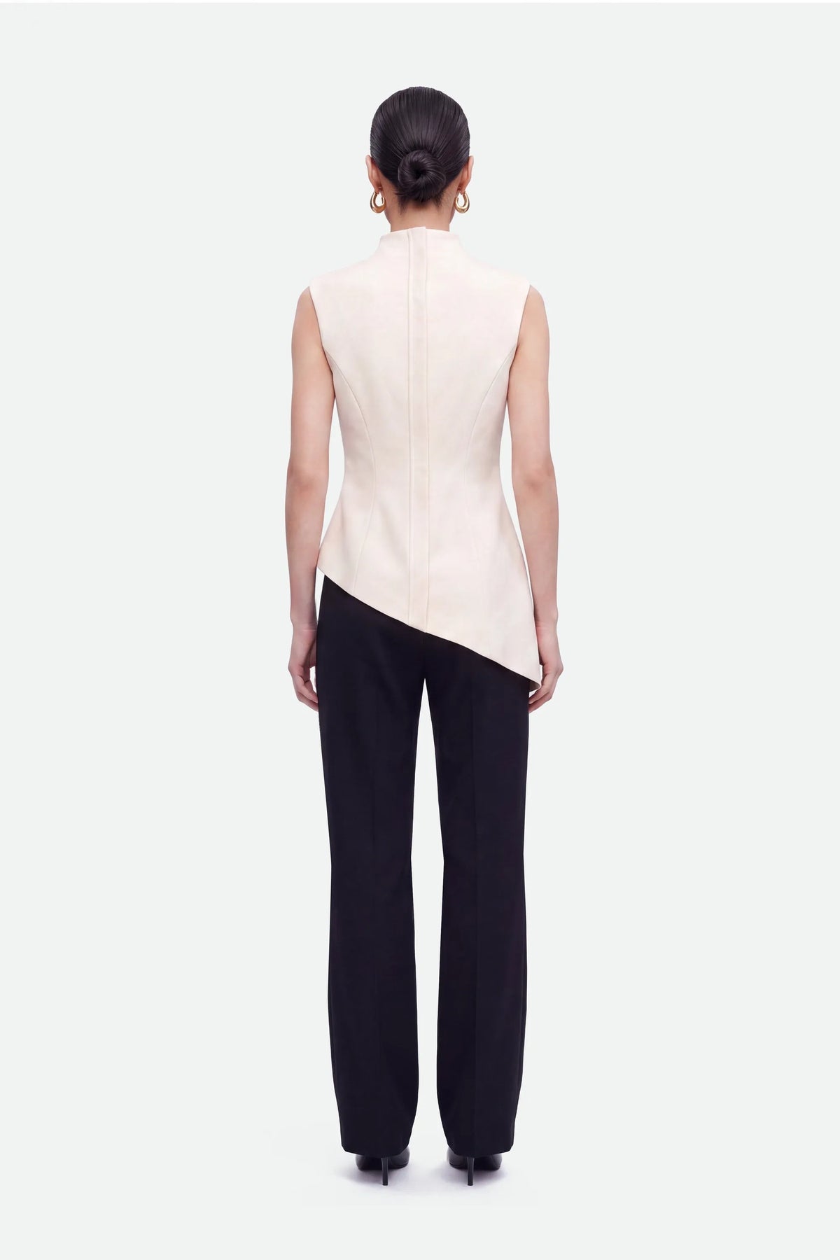 Nocturne Off-White Women Padded-Shoulder Asymmetric Blouse SKU: N27KN6265_0014 Image 04