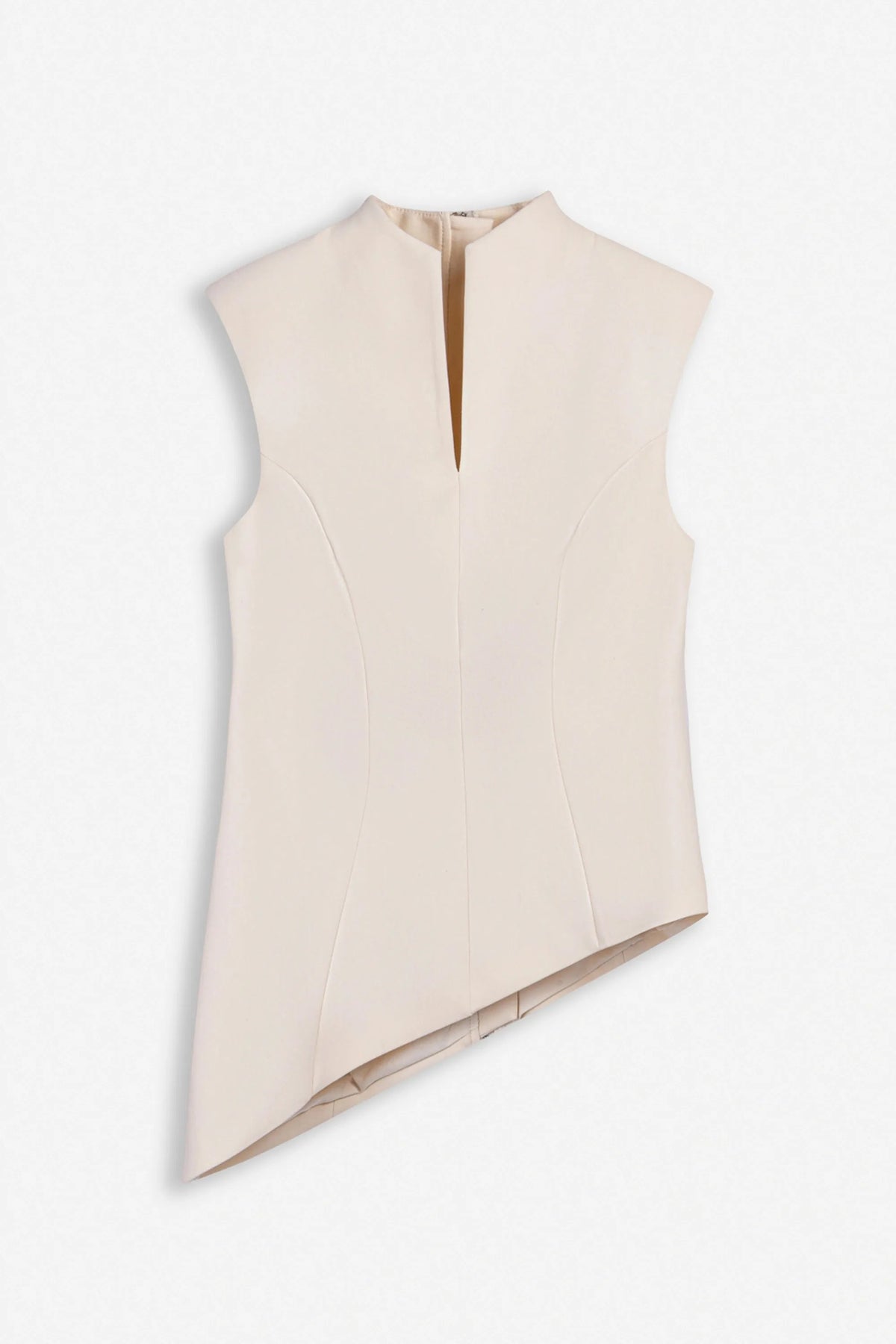 Nocturne Off-White Women Padded-Shoulder Asymmetric Blouse SKU: N27KN6265_0014 Image 05