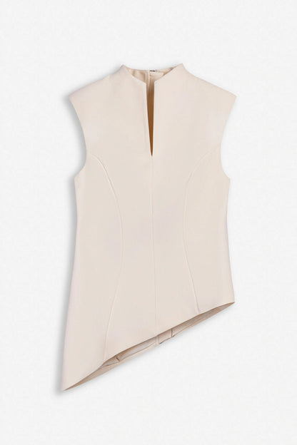 Nocturne Off-White Women Padded-Shoulder Asymmetric Blouse SKU: N27KN6265_0014 Image 05