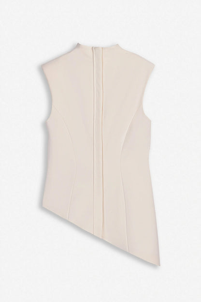 Nocturne Off-White Women Padded-Shoulder Asymmetric Blouse SKU: N27KN6265_0014 Image 06