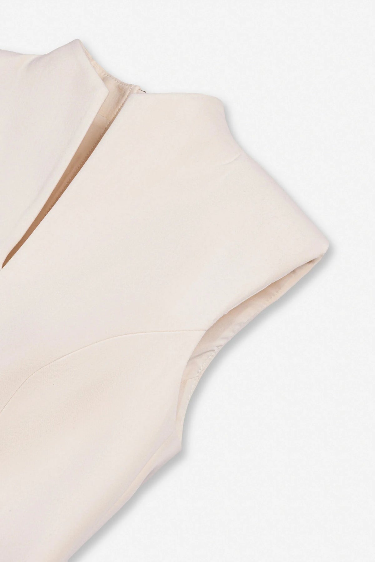 Nocturne Off-White Women Padded-Shoulder Asymmetric Blouse SKU: N27KN6265_0014 Image 07
