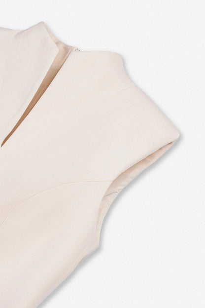 Nocturne Off-White Women Padded-Shoulder Asymmetric Blouse SKU: N27KN6265_0014 Image 07
