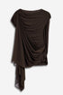 Nocturne Brown Women Draped Asymmetric Mesh Blouse SKU: N27KN6268_0025 Image 01