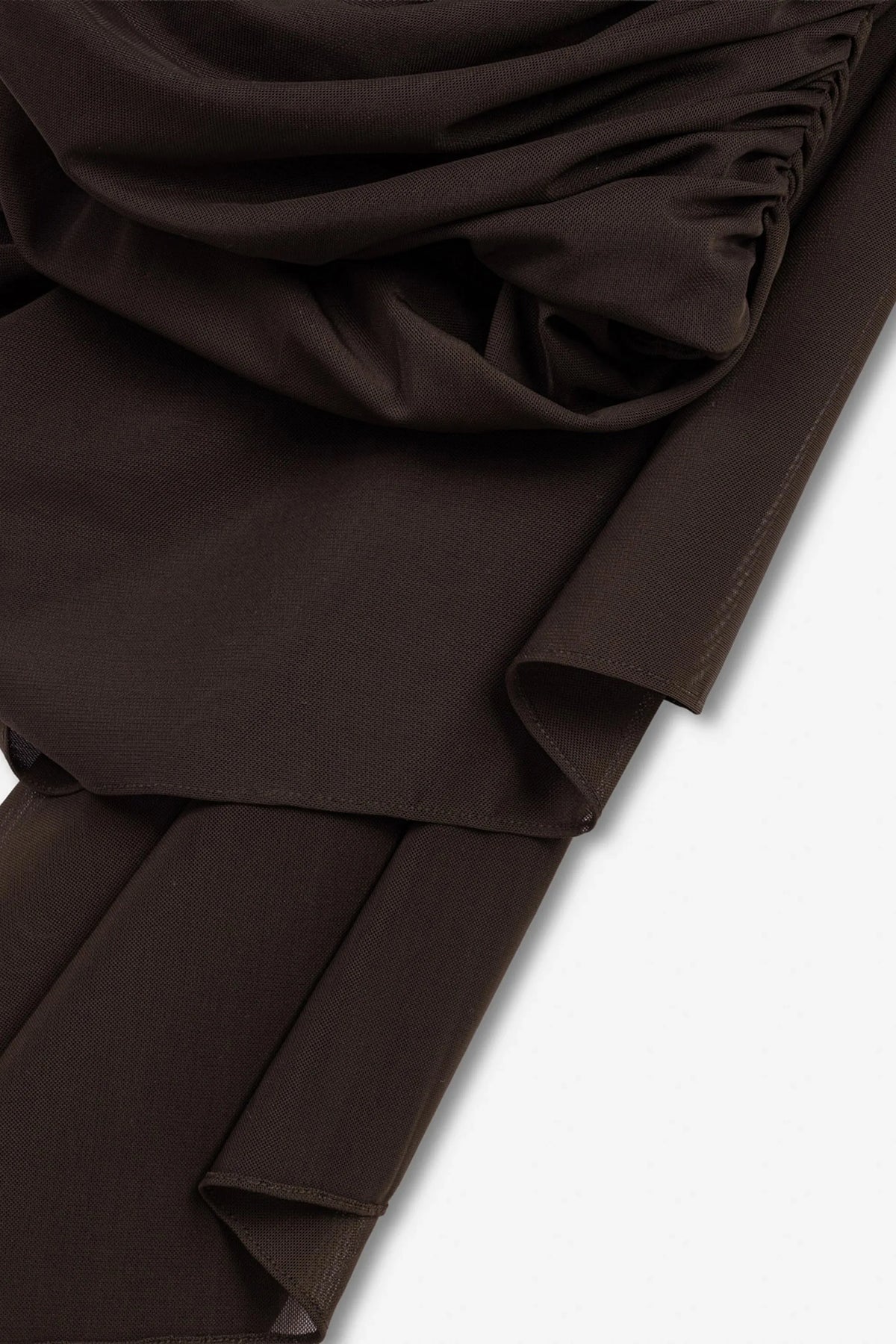 Nocturne Brown Women Draped Asymmetric Mesh Blouse SKU: N27KN6268_0025 Image 03