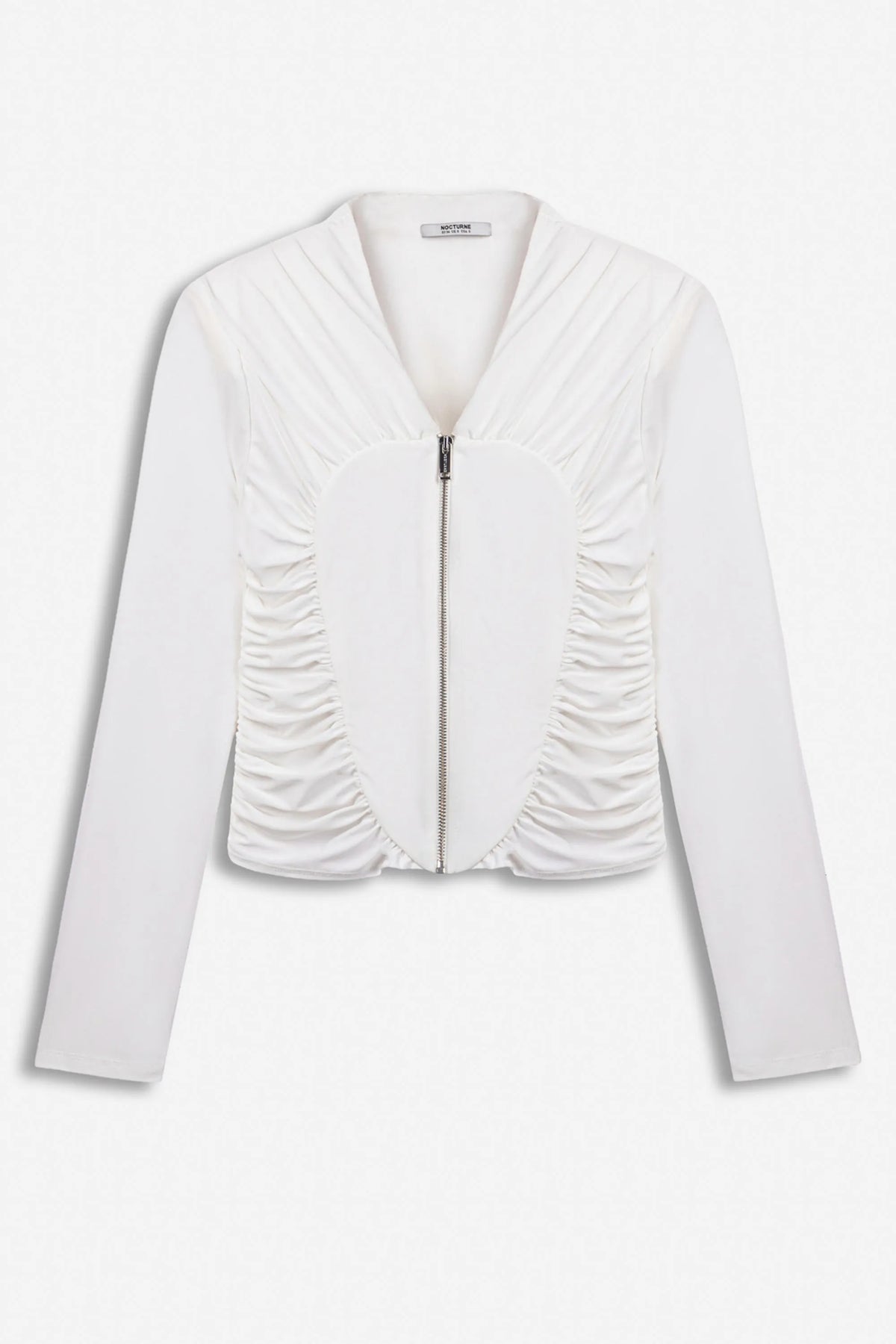 Nocturne White Women Ruched Metal Zip Blouse SKU: N27KN6272_0001 Image 04