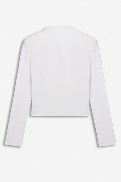 Nocturne White Women Ruched Metal Zip Blouse SKU: N27KN6272_0001 Image 05