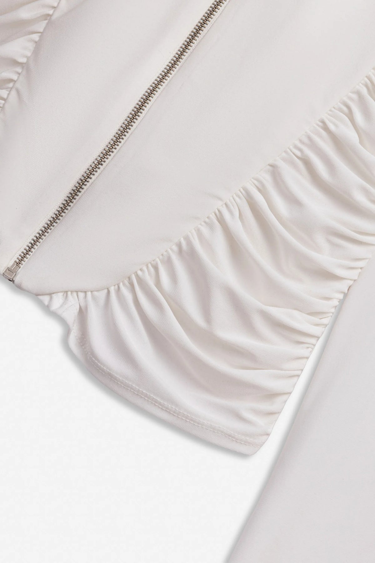 Nocturne White Women Ruched Metal Zip Blouse SKU: N27KN6272_0001 Image 06