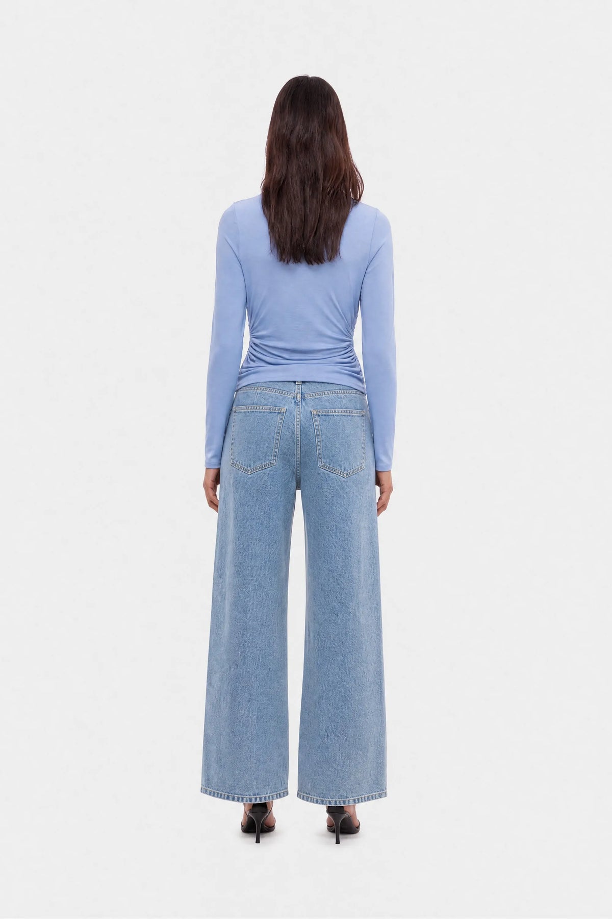 Nocturne Blue Women Ruched Metal Zip Blouse SKU: N27KN6272_0011 Image 03
