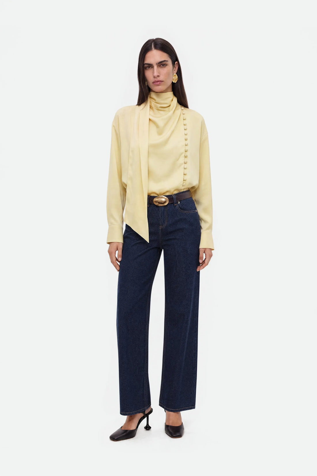 Nocturne Mustard Women Shawl Collar Blouse SKU: N27KN6276_0029 Image 01