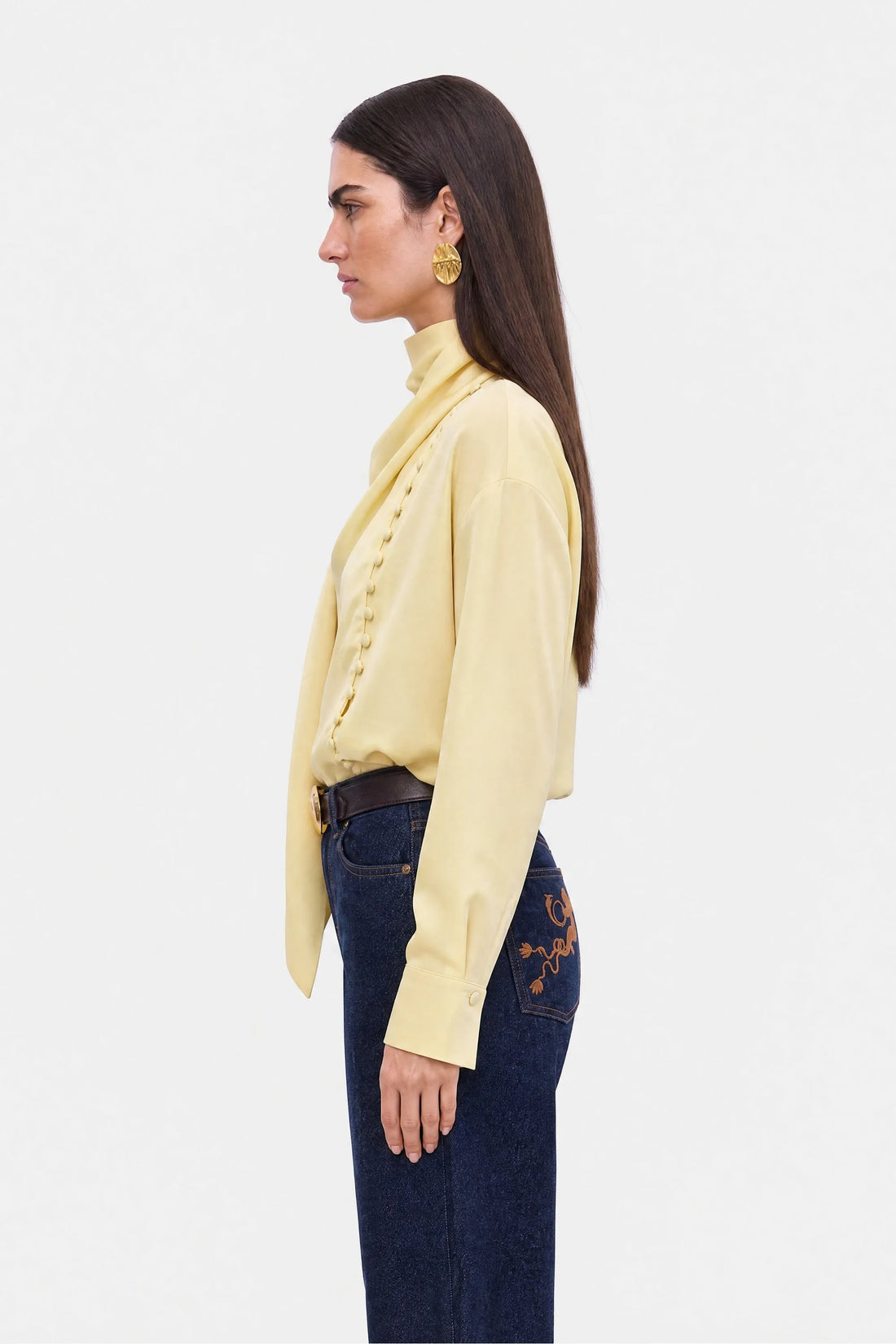 Nocturne Mustard Women Shawl Collar Blouse SKU: N27KN6276_0029 Image 02