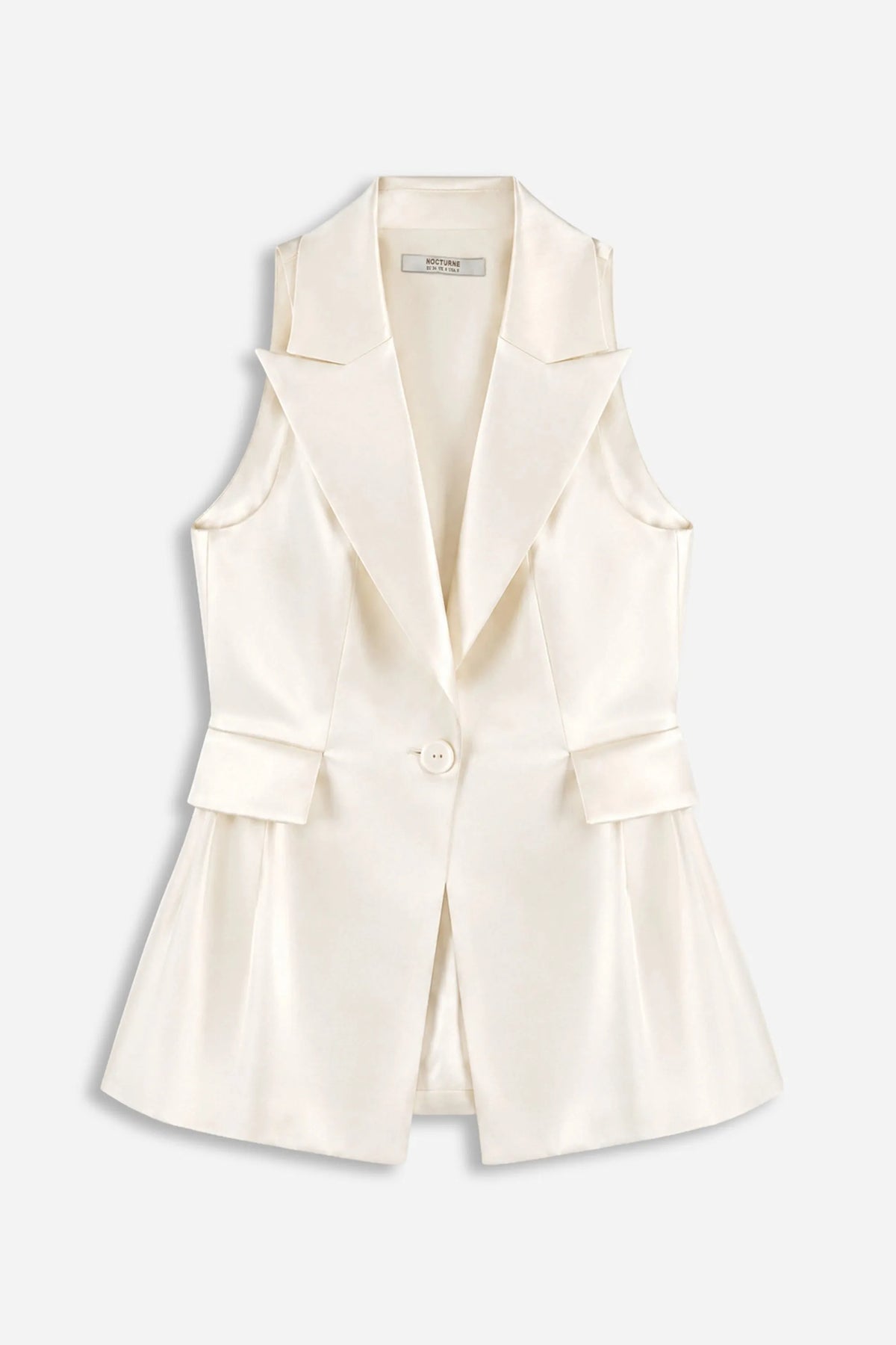 Nocturne Off-White Women Single Button Peak Lapel Vest SKU: N27KN7099_0014 Image 05