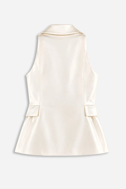 Nocturne Off-White Women Single Button Peak Lapel Vest SKU: N27KN7099_0014 Image 06