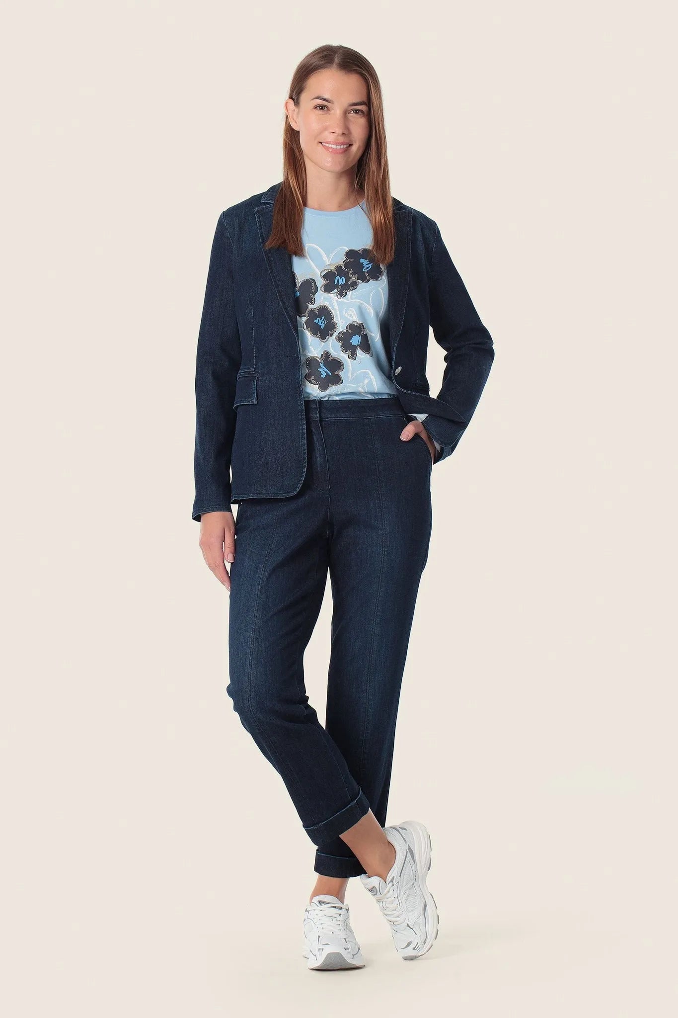 Gerry Weber Blue Dark Denim Women Navy Blue Blazer SKU: N60152_397 Image 03