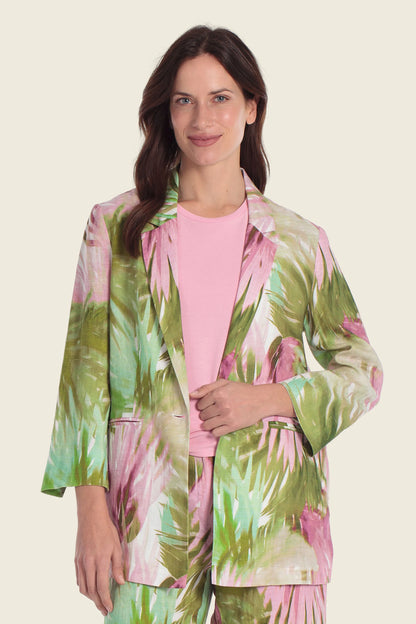 Gerry Weber Palm Print 0 100% Linen Printed Blazer SKU: N60158_630 Image 01