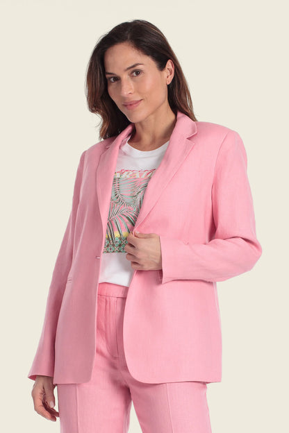 Gerry Weber Pink Sunset 0 100% Linen Pink Blazer SKU: N60159_608 Image 01