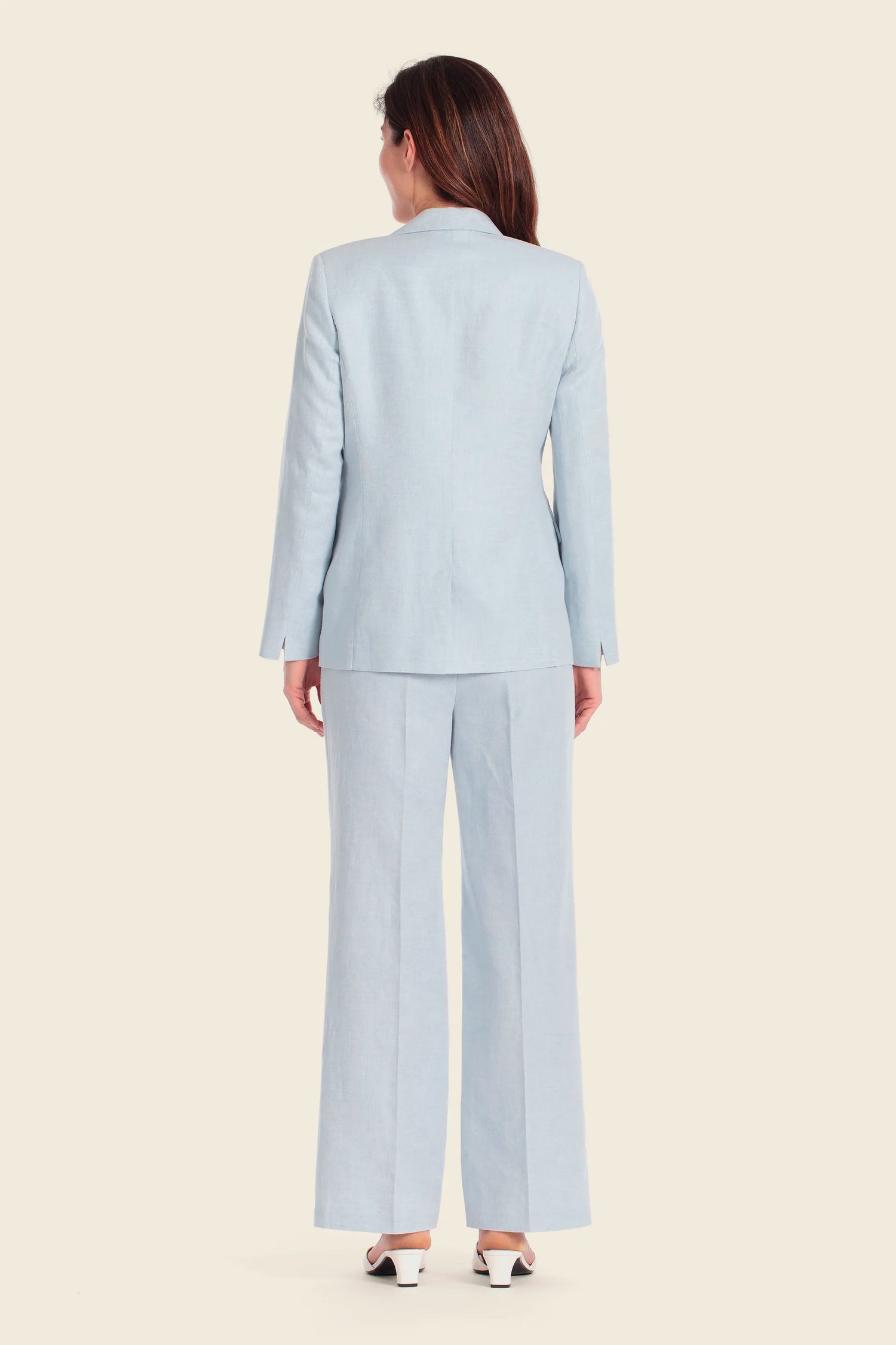 Gerry Weber Blue Sky 0 Blue Blazer in Linen and Cotton Blend SKU: N60161_125 Image 04