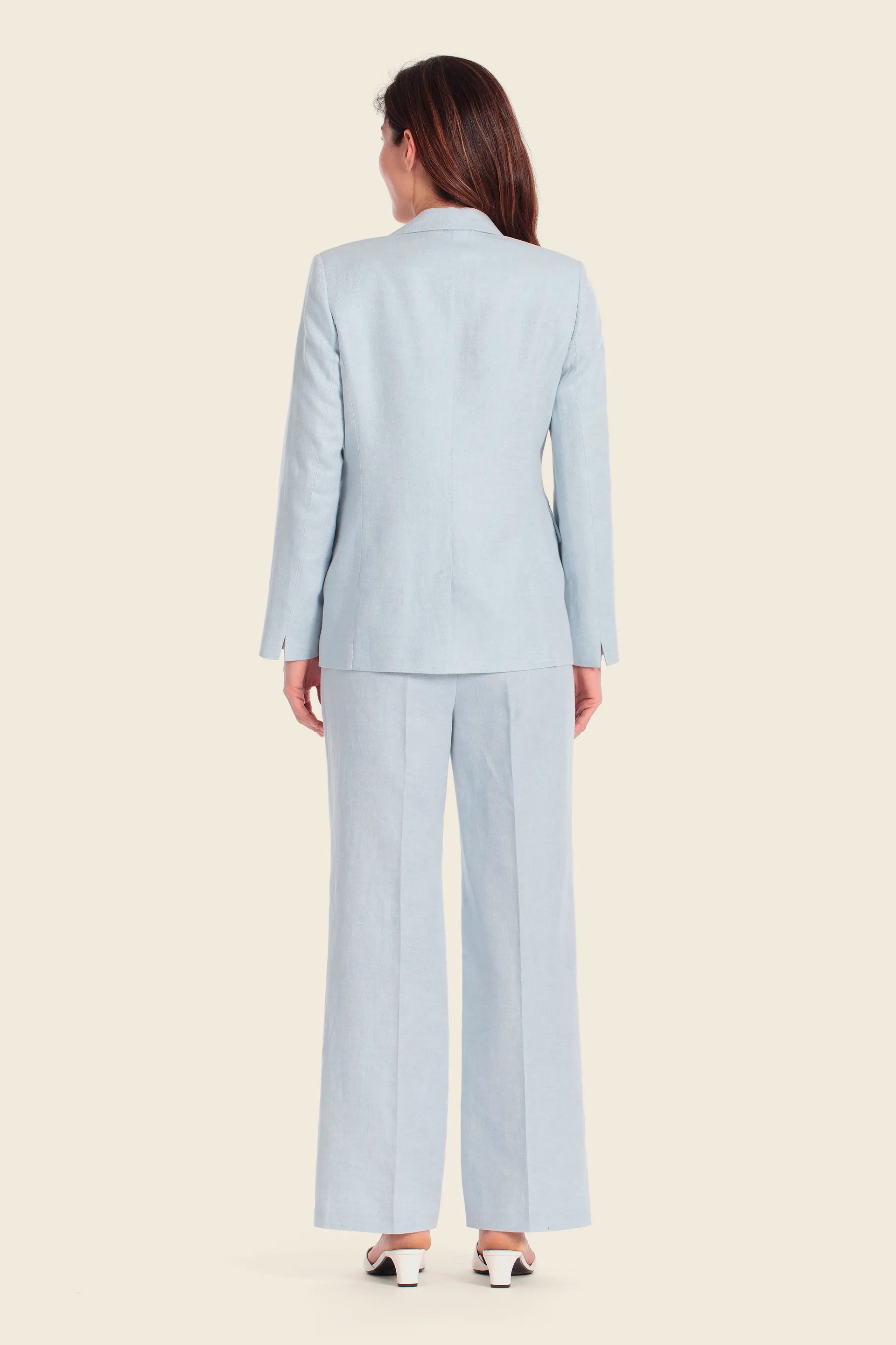 Gerry Weber Blue Sky 0 Blue Blazer in Linen and Cotton Blend SKU: N60161_125 Image 04