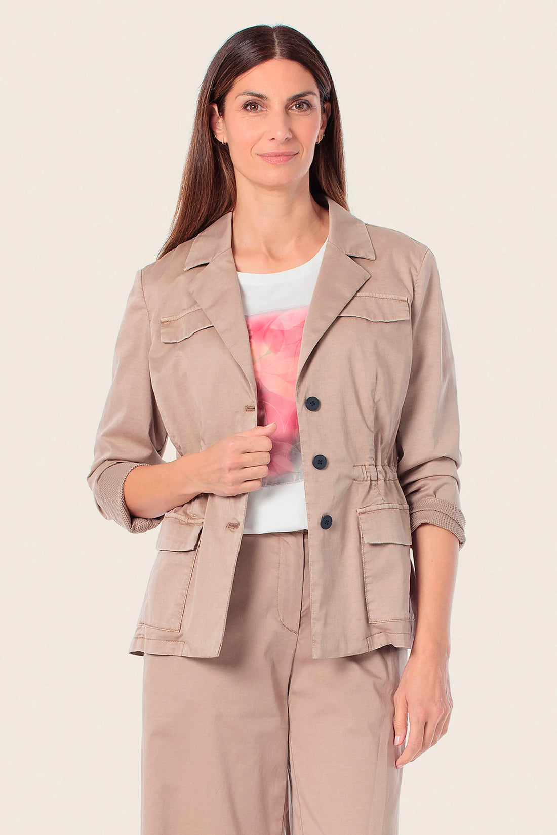 Gerry Weber Beige Camel 0 Beige Blazer With Pockets SKU: N60163_144 Image 01